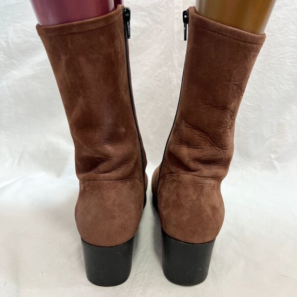 Arche boots hazelnut brown nubuck leather wedge high heel mid calf 38 7 zip up - Picture 4 of 12
